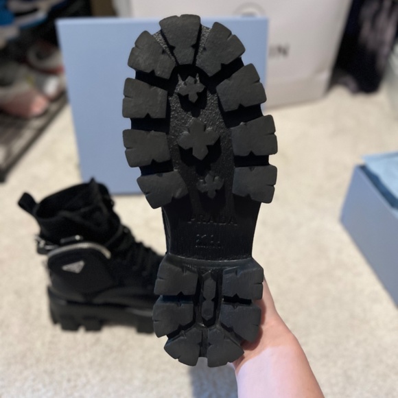 Prada Monolith brushed leather and nylon boots with pouch - Picture 6 of 12